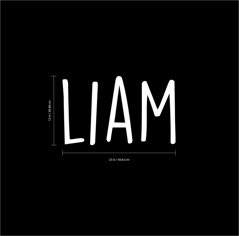 Vinyl Wall Art Decal Boys Custom Name - ’Liam’ Custom Text Name- 12" x 23" - Little Boys Bedroom Vinyl Wall Decals - Cute Wall Art Decals for Baby Boy Nursery Room Decor (12" x 23"; White Text) 3