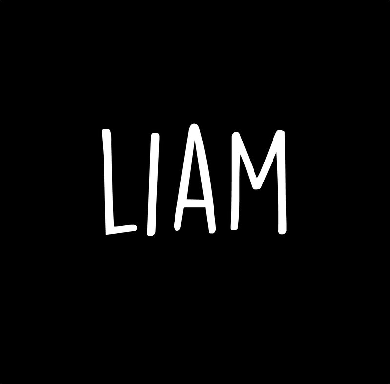 Vinyl Wall Art Decal Boys Custom Name - ’Liam’ Custom Text Name- 12" x 23" - Little Boys Bedroom Vinyl Wall Decals - Cute Wall Art Decals for Baby Boy Nursery Room Decor (12" x 23"; White Text) 4