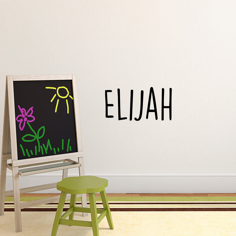 Vinyl Wall Art Decal Boys Custom Name - ’Elijah’ - 12" x 23" - Little Boys Bedroom Wall Decals - Cute Wall Art for Baby Boy Nursery Room Decor (12" x 23"; White) (12" x 23"; Black Handwritten) 2