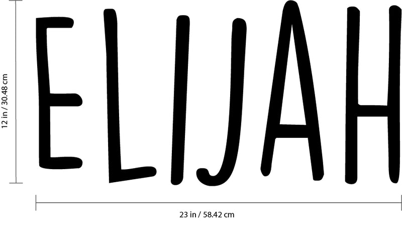 Vinyl Wall Art Decal Boys Custom Name - ’Elijah’ - 12" x 23" - Little Boys Bedroom Wall Decals - Cute Wall Art for Baby Boy Nursery Room Decor (12" x 23"; White) (12" x 23"; Black Handwritten) 3