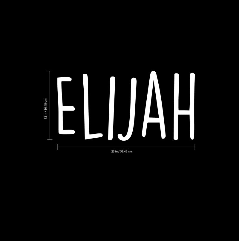 Vinyl Wall Art Decal Boys Custom Name - ’Elijah’ - 12" x 23" - Little Boys Bedroom Wall Decals - Cute Wall Art for Baby Boy Nursery Room Decor (12" x 23"; White Handwritten) 4