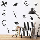 Makeup Set of 16 Vinyl Art Wall Decals - 1" to 4" Each - Vinyl Wall Stickers - Beauty Trend Vinyl Stickers - Bedroom Dorm Room Vinyl Stickers - Fashion Wall Art Vinyl Sticker Decor 2