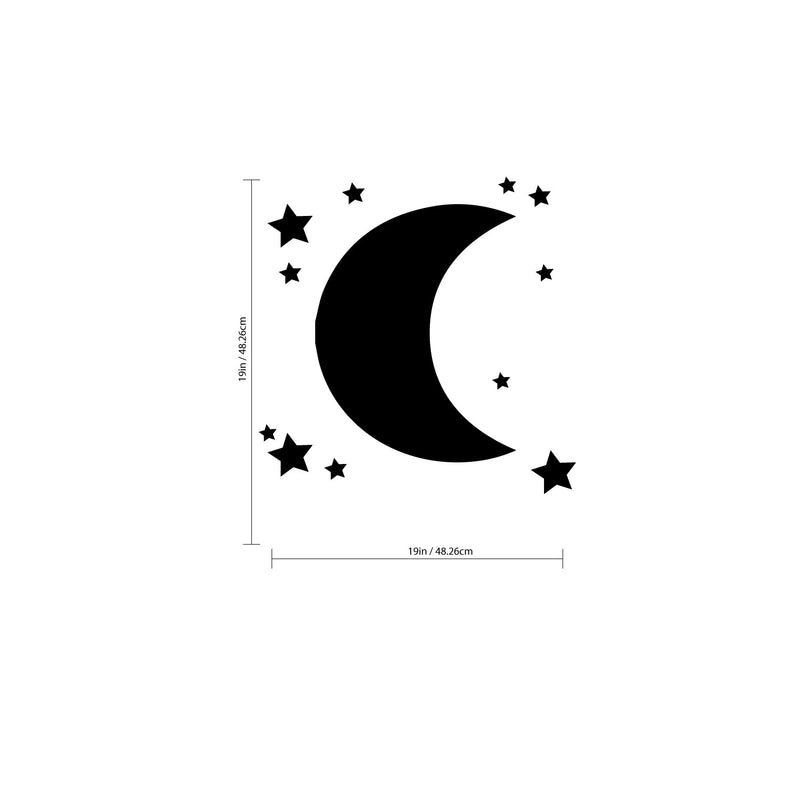 Vinyl Wall Art Decal - Moon and Stars - 19" x 19" - Unisex Nursery Room Vinyl Wall Decals - Boy or Girl Nursery Peel-Off Stickers Decor - Children’s Bedroom Cute Moon and Stars Peel and Stick Decal 3