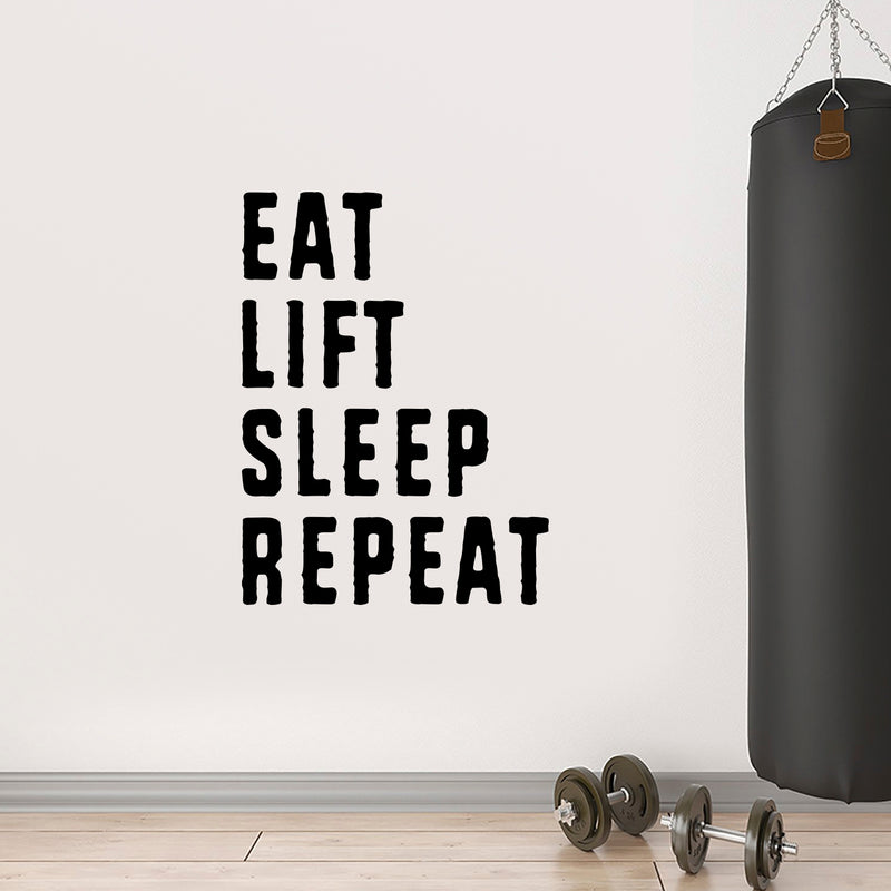 Vinyl Wall Art Decal Motivational - Eat Lift Sleep Repeat - 31" x 23" Stencil Adhesive Workout Wall Decals - Gym Wall Decal Stickers - Fitness Vinyl Sticker - Motivational Gym Vinyl Decals 3