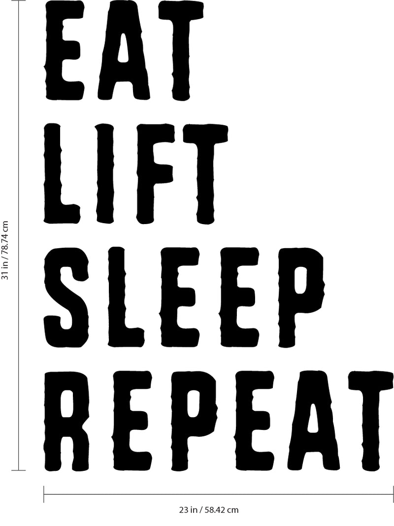 Vinyl Wall Art Decal Motivational - Eat Lift Sleep Repeat - 31" x 23" Stencil Adhesive Workout Wall Decals - Gym Wall Decal Stickers - Fitness Vinyl Sticker - Motivational Gym Vinyl Decals 4