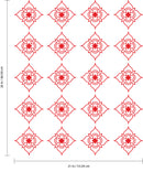 Set of 20 Vinyl Wall Art Decals - Pretty Flowers Pattern - 5" x 5" Each - Bedroom Living Room Office Dorm Room Girly Home Decor - Trendy Apartment Stencil Adhesive Stickers (5" x 5" Each; Red) 4