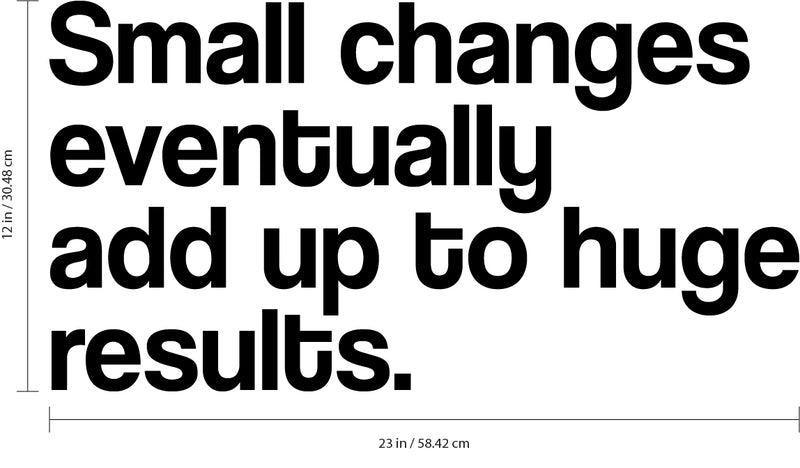 Vinyl Art Wall Decal - Small Changes Eventually Add Up To Huge Results - Motivational Life Quotes - House Office Wall Decoration - Positive Thinking - Good Vibes Stencil Letters Adhesives 4