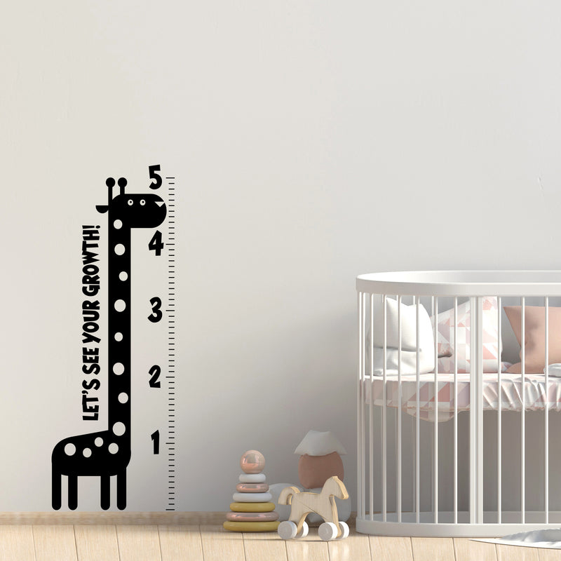 Nursery Vinyl Wall Art Decal - Let’s See Your Growth Chart Zoo Giraffe - 62. Safari Animal Wall Art Sticker Decals - Unisex Kids Room Play Area Daycare Wall Decor (62.5" x 22"; Yellow) 2