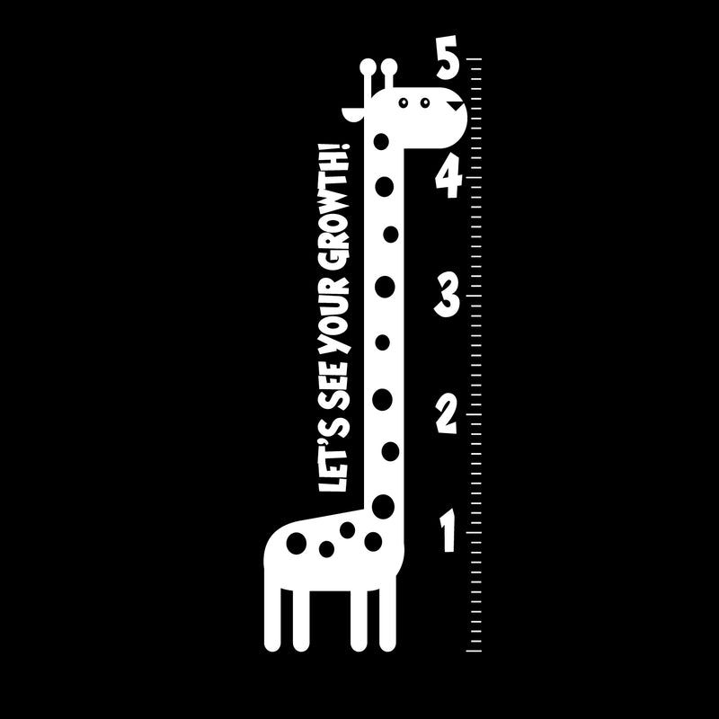 Nursery Vinyl Wall Art Decal - Let’s See Your Growth Chart Zoo Giraffe - 62.5" x 22" - Safari Animal Wall Art Sticker Decals - Unisex Kids Room Play Area Daycare Wall Decor (62.5" x 22"; White) 5