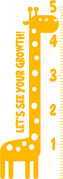Nursery Vinyl Wall Art Decal - Let’s See Your Growth Chart Zoo Giraffe - 62.5" x 22" - Safari Animal Wall Art Sticker Decals - Unisex Kids Room Play Area Daycare Wall Decor (62.5" x 22"; Yellow) 4