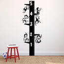 Nursery Vinyl Wall Art Decal - Cute Hanging Monkeys Growth Chart - 64" x 23" - Childrens Bedroom Removable Vinyl Wall Decals - Baby Zoo Animals Unisex Little Kids Room Play Area Daycare 1
