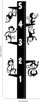 Vinyl Wall Art Decal - Measuring Monkeys Growth Chart - 5 Foot Height Cute Animal Adhesives - Unisex Kids Room Play Area Daycare Wall Window Decoration 4