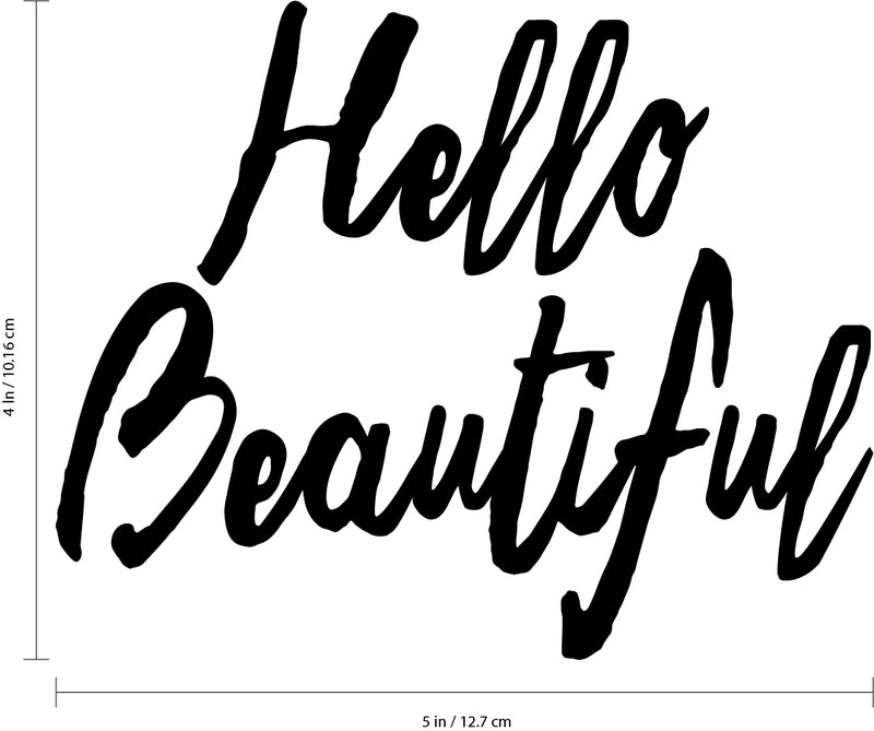 Vinyl Wall Art Decal - Hello Beautiful - Motivational Life Quotes - Home Office Wall Decoration - Positive Thinking - Good Vibes Stencil Letters Adhesives 4