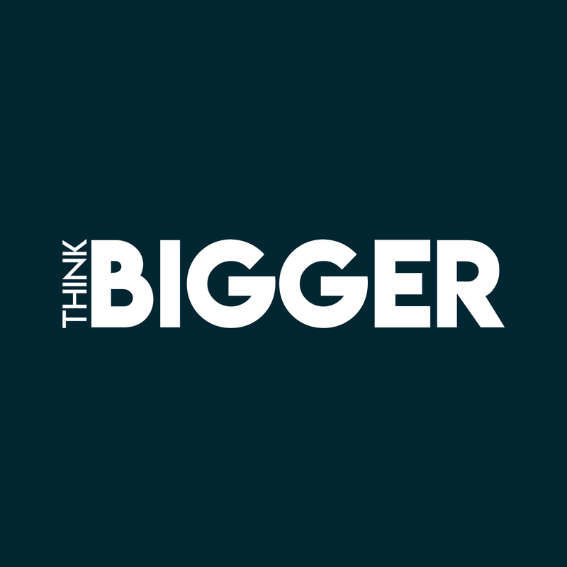 Vinyl Wall Art Decal - Think Bigger - 8" x 40" - Motivational Inspiring Home Office Classroom Work Office Bedroom Apartment Living Room School Adhesive Decoration Sticker 1