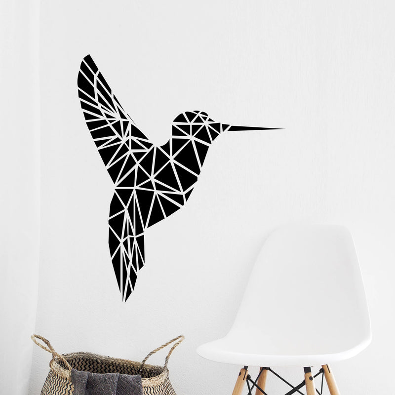 Vinyl Wall Art Decal - Geometric Hummingbird Outline - Beautiful Exotic Bird Wall Art Sticker Decals - Home Decor Living Room Bedroom (28" x 23"; Blue) 5