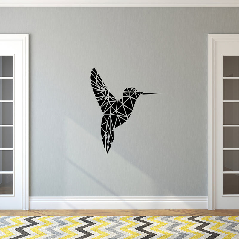 Vinyl Wall Art Decal - Geometric Hummingbird Outline - 28" x 23" - Beautiful Exotic Bird Wall Art Sticker Decals - Home Decor Living Room Bedroom (28" x 23"; Black) 2