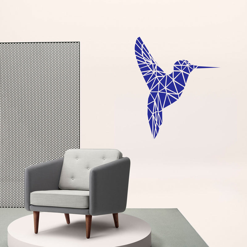 Vinyl Wall Art Decal - Geometric Hummingbird Outline - 28" x 23" - Beautiful Exotic Bird Wall Art Sticker Decals - Home Decor Living Room Bedroom (28" x 23"; Blue) 2