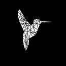 Vinyl Wall Art Decal - Geometric Hummingbird Outline - 28" x 23" - Beautiful Exotic Bird Wall Art Sticker Decals - Home Decor Living Room Bedroom (28" x 23"; White) 4