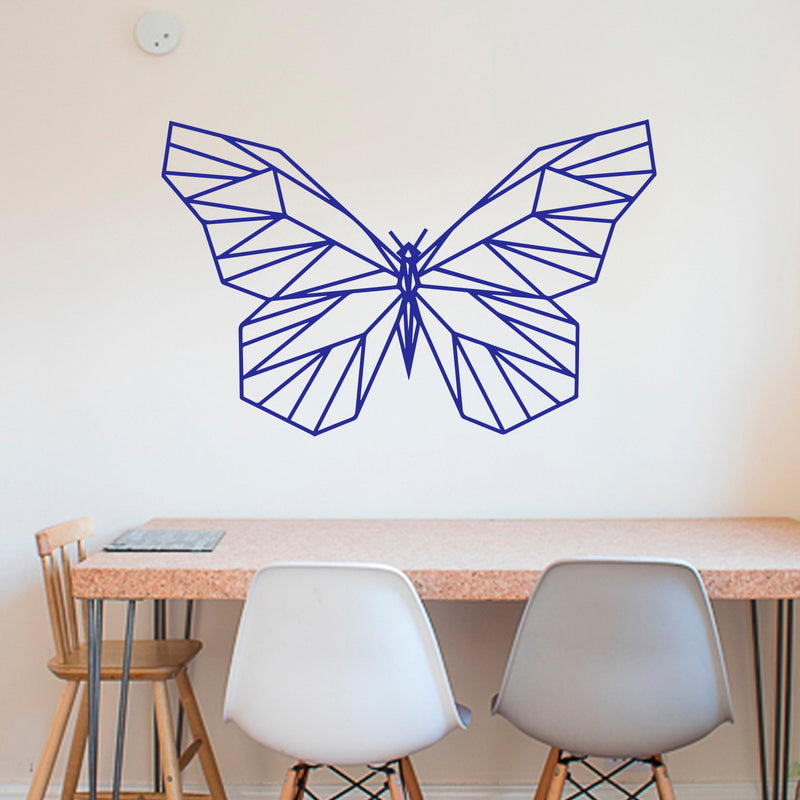 Vinyl Wall Art Decal - Geometric Butterfly Outline - 23" x 36" - Home Decor Sticker Decals - Living Room Bedroom Nursery Playroom (23" x 36"; Blue) 2