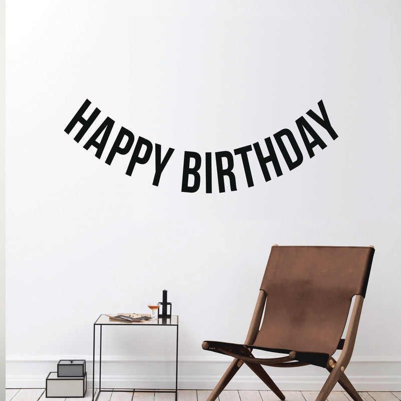 Vinyl Wall Art Decals - Happy Birthday - 16" x 45" - Best Wishes Celebrate Home Work Place Stencil Adhesives - Fun Happy Decal for Office Living Room Bedroom Dorm Room Decor (16" x 45"; Black Text) 2