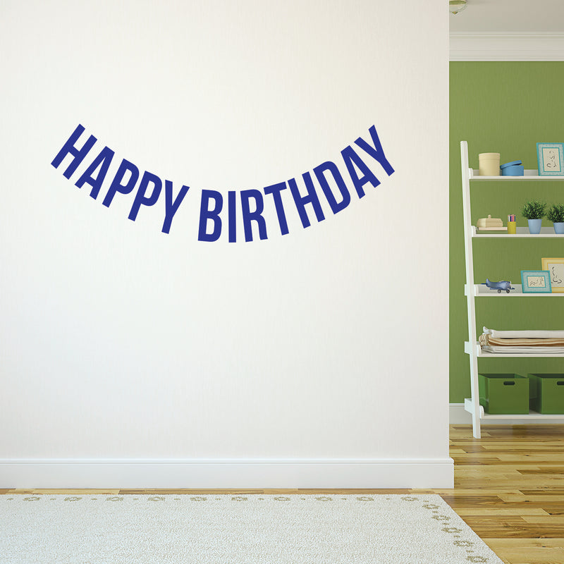 Vinyl Wall Art Decals - Happy Birthday - 16" x 45" - Best Wishes Celebrate Home Work Place Stencil Adhesives - Fun Happy Decal for Office Living Room Bedroom Dorm Room Decor (16" x 45"; Blue Text) 2