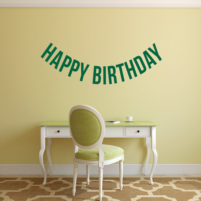 Vinyl Wall Art Decals - Happy Birthday - 16" x 45" - Best Wishes Celebrate Home Work Place Stencil Adhesives - Fun Happy Decal for Office Living Room Bedroom Dorm Room Decor (16" x 45"; Green Text) 1