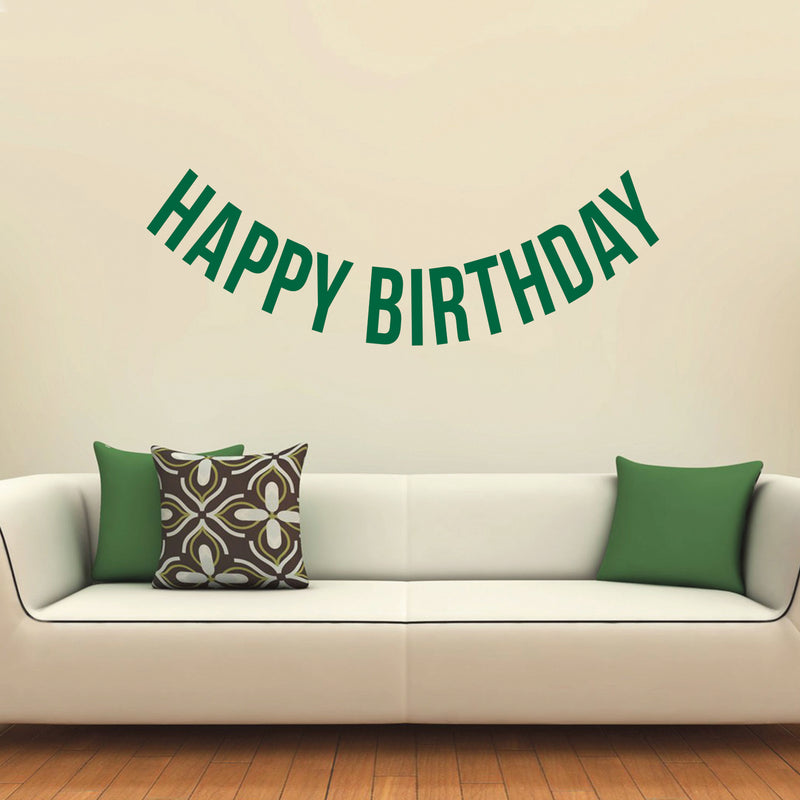 Vinyl Wall Art Decals - Happy Birthday - 16" x 45" - Best Wishes Celebrate Home Work Place Stencil Adhesives - Fun Happy Decal for Office Living Room Bedroom Dorm Room Decor (16" x 45"; Green Text) 2