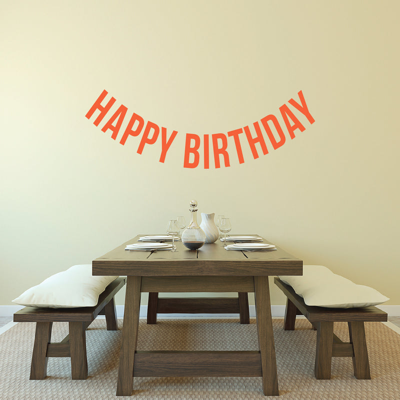 Vinyl Wall Art Decals - Happy Birthday - 16" x 45" - Best Wishes Celebrate Home Work Place Stencil Adhesives - Fun Happy Decal for Office Living Room Bedroom Dorm Room Decor (16" x 45"; Orange Text) 1