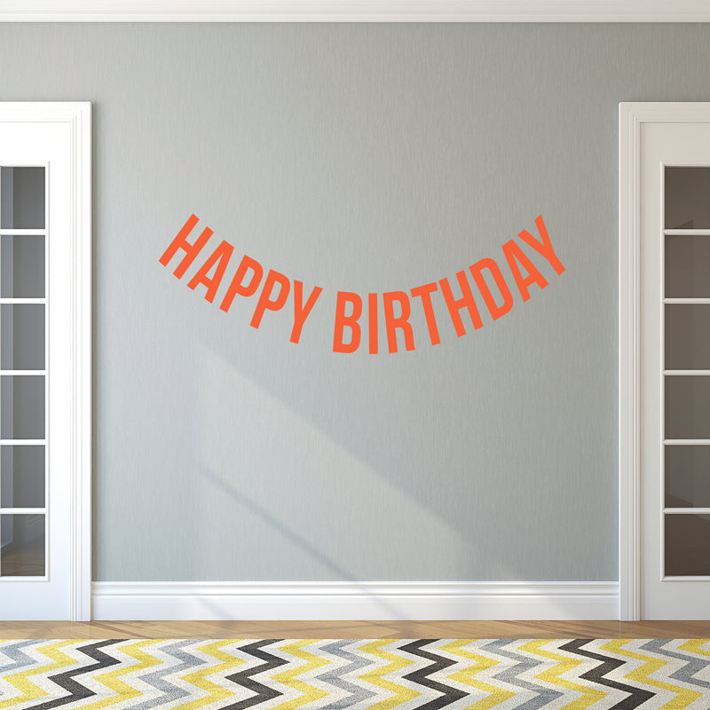 Vinyl Wall Art Decals - Happy Birthday - 16" x 45" - Best Wishes Celebrate Home Work Place Stencil Adhesives - Fun Happy Decal for Office Living Room Bedroom Dorm Room Decor (16" x 45"; Orange Text) 2