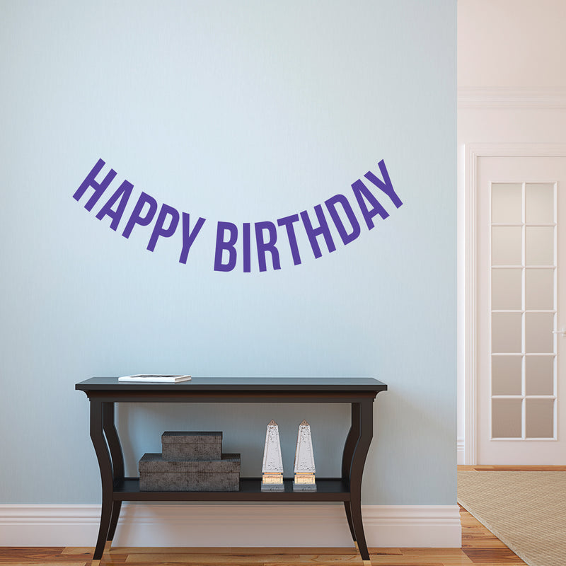 Vinyl Wall Art Decals - Happy Birthday - 16" x 45" - Best Wishes Celebrate Home Work Place Stencil Adhesives - Fun Happy Decal for Office Living Room Bedroom Dorm Room Decor (16" x 45"; Purple Text) 2