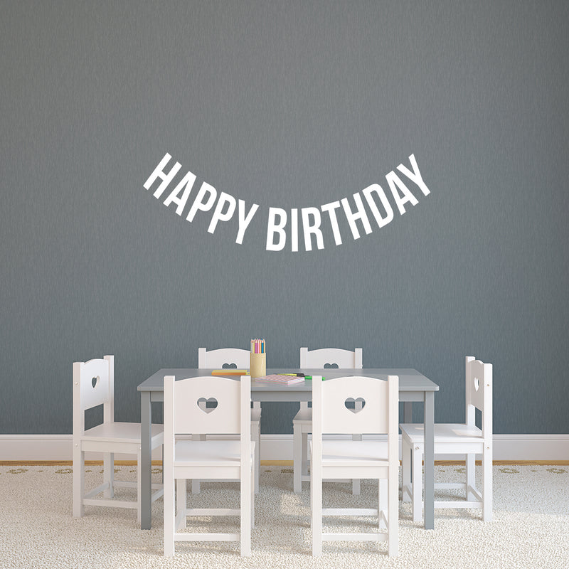 Vinyl Wall Art Decals - Happy Birthday - 16" x 45" - Best Wishes Celebrate Home Work Place Stencil Adhesives - Fun Happy Decal for Office Living Room Bedroom Dorm Room Decor (16" x 45"; White Text) 2