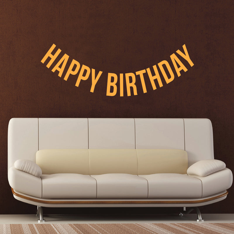 Vinyl Wall Art Decals - Happy Birthday - 16" x 45" - Best Wishes Celebrate Home Work Place Stencil Adhesives - Fun Happy Decal for Office Living Room Bedroom Dorm Room Decor (16" x 45"; Yellow Text) 1