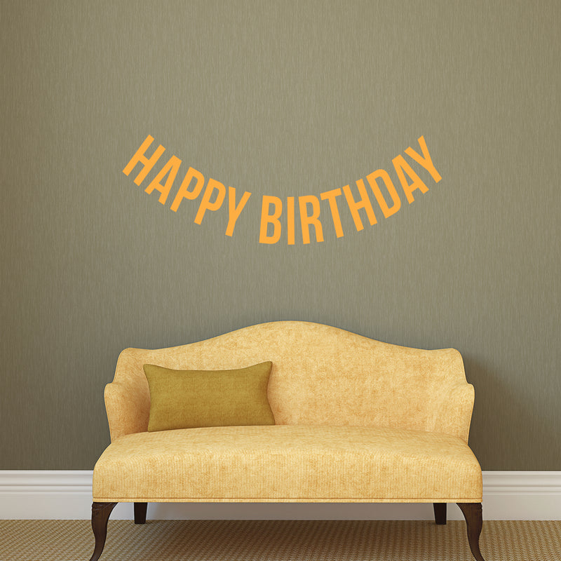 Vinyl Wall Art Decals - Happy Birthday - 16" x 45" - Best Wishes Celebrate Home Work Place Stencil Adhesives - Fun Happy Decal for Office Living Room Bedroom Dorm Room Decor (16" x 45"; Yellow Text) 2