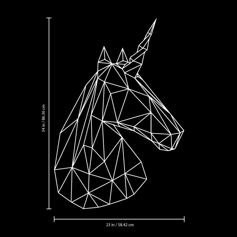 Vinyl Wall Art Decals - Unicorn Head - 34" x 23" - Beautiful Geometric Home Work Place Stencil Adhesives - Decal for Office Living Room Bedroom Dorm Room Decor (34" x 23"; White Outline) 4