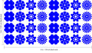 Set of 32 Vinyl Wall Art Decal - Variety of Flower Patterns - 3" x 3" Each - Bedroom Living Room Office Dorm Room Girly Wall Decoration - Cute Trendy Apartment Wall Decor (3" x 3" Each; Blue) 4