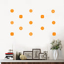 Set of 32 Vinyl Wall Art Decal - Variety of Flower Patterns - 3" x 3" Each - Bedroom Living Room Office Dorm Room Girly Wall Decoration - Cute Trendy Apartment Wall Decor (3" x 3" Each; Orange) 1