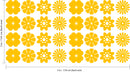 Set of 32 Vinyl Wall Art Decal - Variety of Flower Patterns - 3" x 3" Each - Bedroom Living Room Office Dorm Room Girly Wall Decoration - Cute Trendy Apartment Wall Decor (3" x 3" Each; Yellow) 4