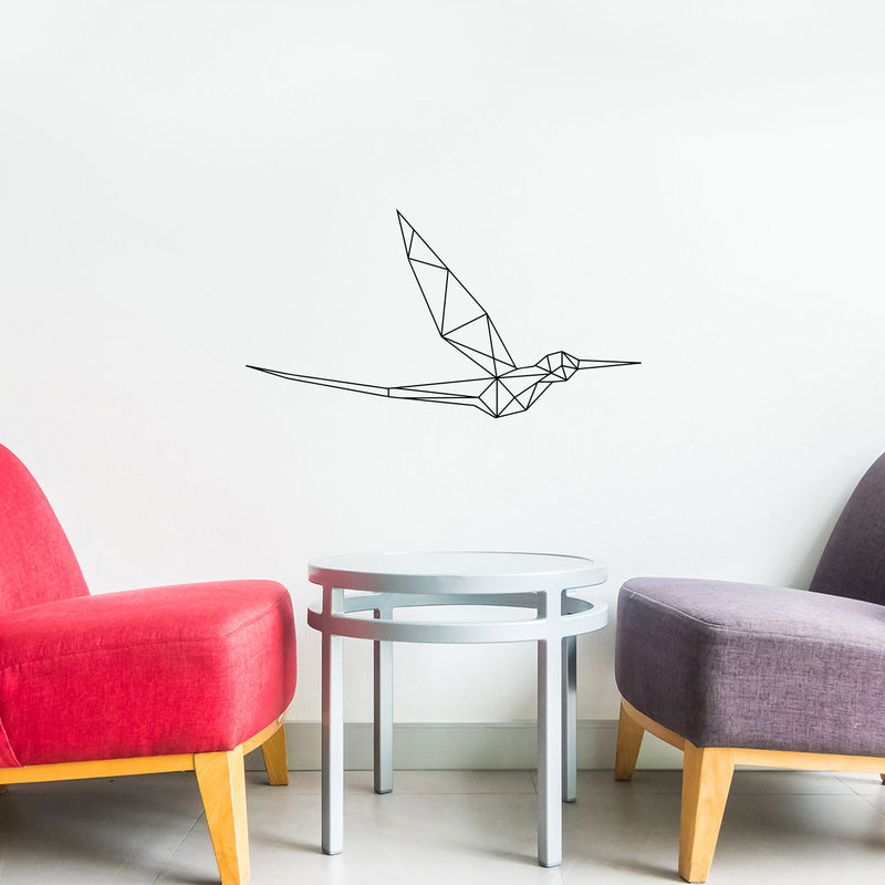 Vinyl Wall Art Decal - Geometric Hummingbird Side View - Stencil Adhesive Vinyl for Home Apartment Workplace Use - Geometric Shapes for Living Room Bedroom Decorations (12" x 23"; Orange) 3