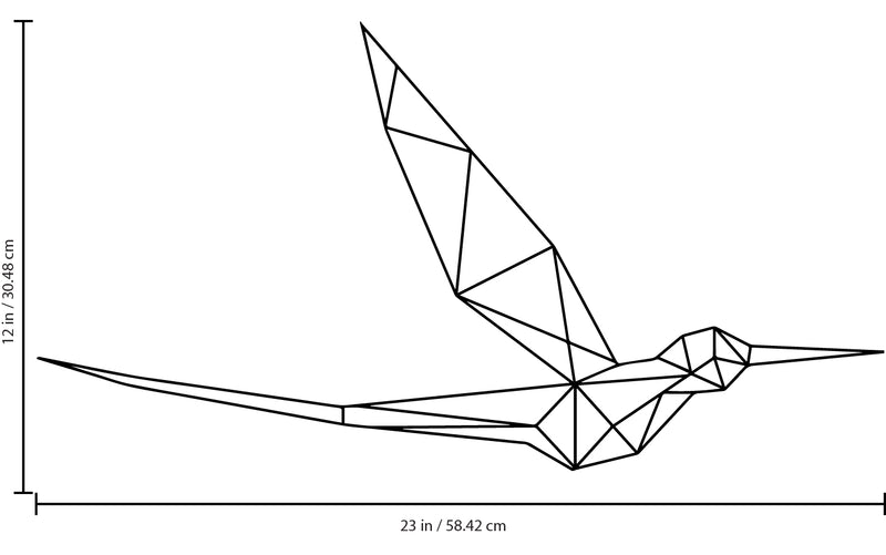 Vinyl Wall Art Decal - Geometric Hummingbird Side View - 12" x 23" - Stencil Adhesive Vinyl for Home Apartment Workplace Use - Geometric Shapes for Living Room Bedroom Decorations (12" x 23"; Black) 3