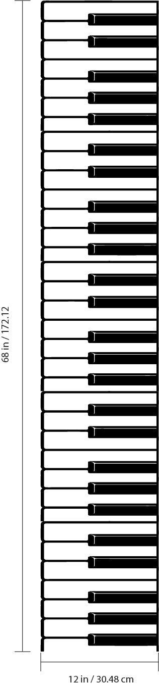 Vinyl Wall Art Decal - Piano Keys Design - 68" x 12" Decoration Vinyl Sticker - Unisex Musician Wall Art Decal - Modern Music Instrument Decal - Indoor Outdoor Stencil Adhesive (68" x 12"; Black) 3