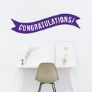 Vinyl Wall Art Decals - Congratulations! Banner - 13" x 45" - Best Wishes Celebrate Home Work Place Stencil Adhesives - Fun Happy Decal for Office Living Room Bedroom Dorm Room (13" x 45"; Purple) 2