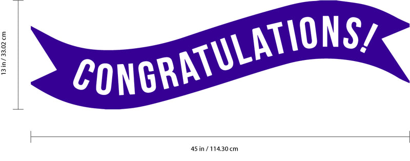 Vinyl Wall Art Decals - Congratulations! Banner - 13" x 45" - Best Wishes Celebrate Home Work Place Stencil Adhesives - Fun Happy Decal for Office Living Room Bedroom Dorm Room (13" x 45"; Purple) 3