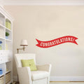 Vinyl Wall Art Decals - Congratulations! Banner - 13" x 45" - Best Wishes Celebrate Home Work Place Stencil Adhesives - Fun Happy Decal for Office Living Room Bedroom Dorm Room (13" x 45"; Red) 1