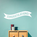 Vinyl Wall Art Decals - Congratulations! Banner - 13" x 45" - Best Wishes Celebrate Home Work Place Stencil Adhesives - Fun Happy Decal for Office Living Room Bedroom Dorm Room (13" x 45"; White) 2