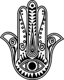 Vinyl Wall Art Decal - Hamsa Hand - Hand of Fatima Evil Eye Protection Blessing Symbol - Home Apartment Decor - Yoga Studio Namaste Meditation Mandala House Warming Gift (29" x 23"; White) 1