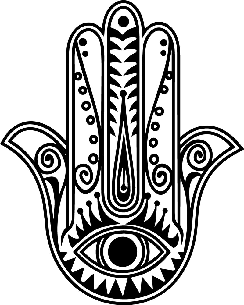 Vinyl Wall Art Decal - Hamsa Hand - 29" x 23" - Hand of Fatima Evil Eye Protection Blessing Symbol - Home Apartment Decor - Yoga Studio Namaste Meditation Mandala House Warming Gift (29" x 23"; Black) 4