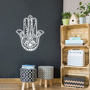Vinyl Wall Art Decal - Hamsa Hand - 29" x 23" - Hand of Fatima Evil Eye Protection Blessing Symbol - Home Apartment Decor - Yoga Studio Namaste Meditation Mandala House Warming Gift (29" x 23"; White) 1