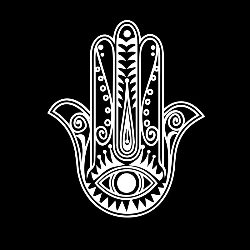 Vinyl Wall Art Decal - Hamsa Hand - 29" x 23" - Hand of Fatima Evil Eye Protection Blessing Symbol - Home Apartment Decor - Yoga Studio Namaste Meditation Mandala House Warming Gift (29" x 23"; White) 4