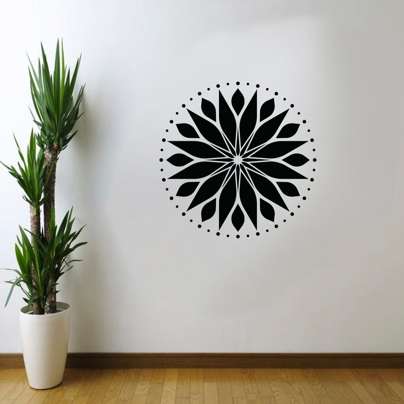 Vinyl Wall Art Decal - Circle Mandala - 23" x 23" - Adhesive Vinyl Sticker Decals - Home Apartment Workplace Decor - Yoga Studio Namaste Meditation Mandala Bohemian Flower (23" x 23"; Black) 1