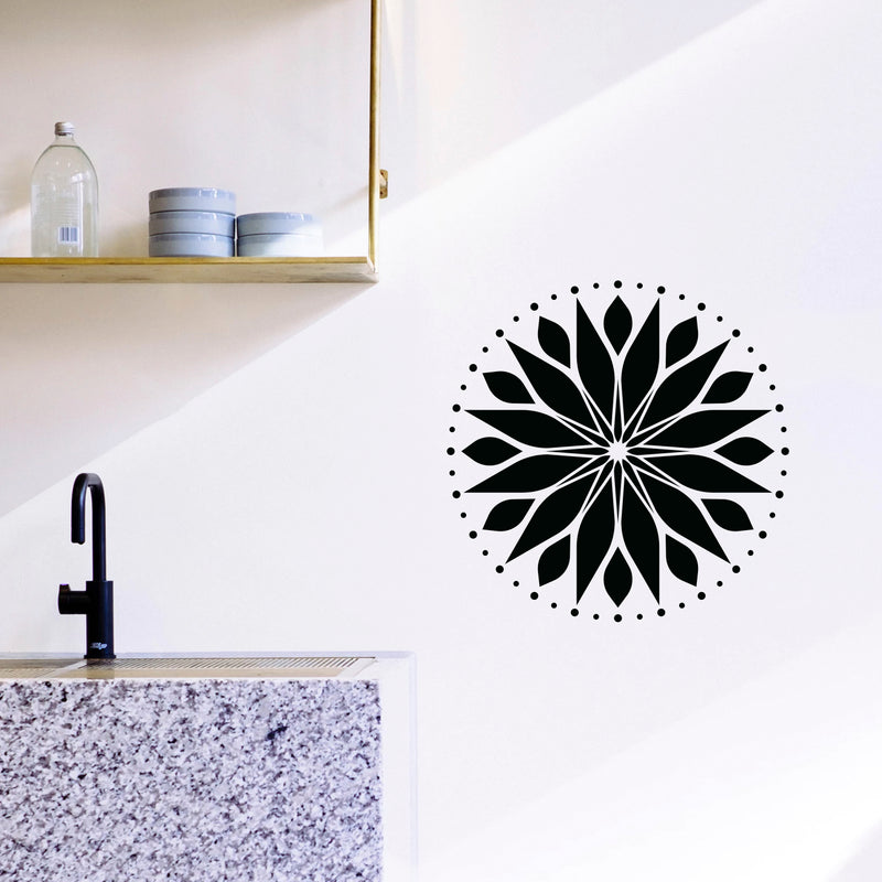 Vinyl Wall Art Decal - Circle Mandala - 23" x 23" - Adhesive Vinyl Sticker Decals - Home Apartment Workplace Decor - Yoga Studio Namaste Meditation Mandala Bohemian Flower (23" x 23"; Black) 2